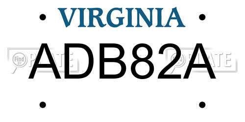 ADB82A Virginia License Plate