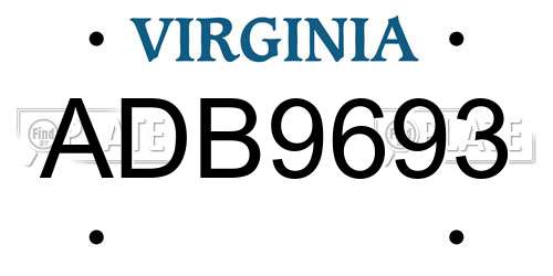ADB9693 Virginia License Plate