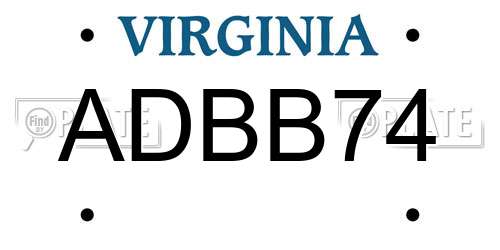 ADBB74 Virginia License Plate