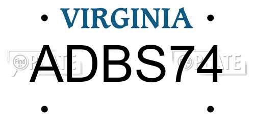 ADBS74 Virginia License Plate
