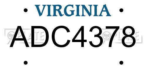 ADC4378 Virginia License Plate