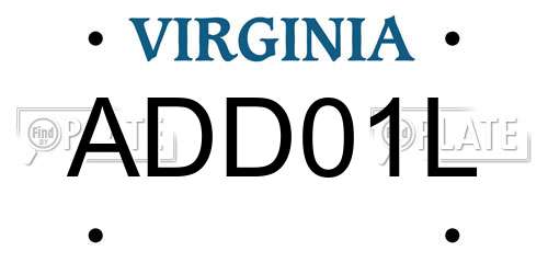 ADD01L Virginia License Plate