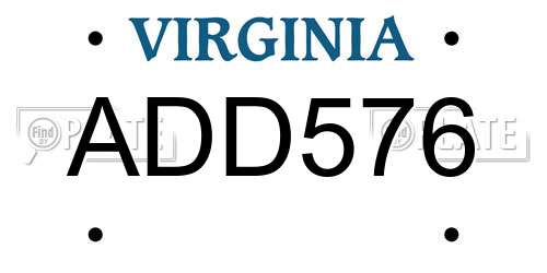 ADD576 Virginia License Plate