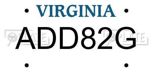 ADD82G Virginia License Plate