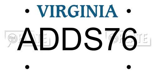ADDS76 Virginia License Plate