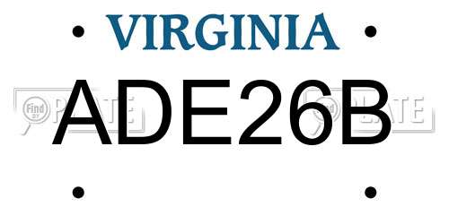 ADE26B Virginia License Plate