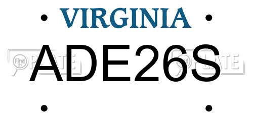 ADE26S Virginia License Plate