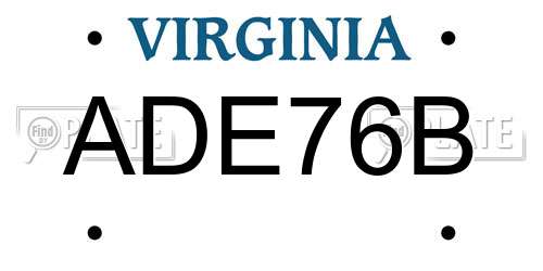 ADE76B Virginia License Plate