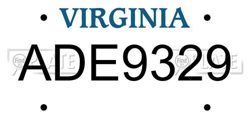 ADE9329 Virginia License Plate