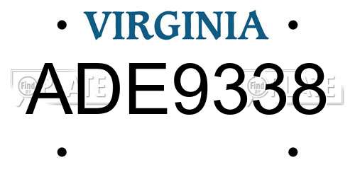 ADE9338 Virginia License Plate