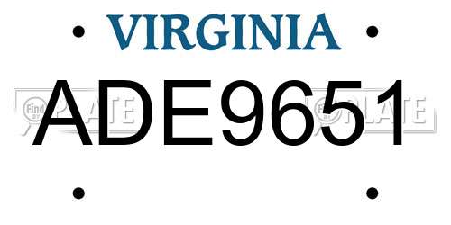 ADE9651 Virginia License Plate