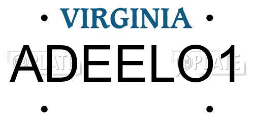 ADEELO1 Virginia License Plate
