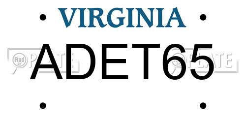 ADET65 Virginia License Plate