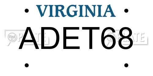 ADET68 Virginia License Plate