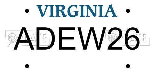 ADEW26 Virginia License Plate