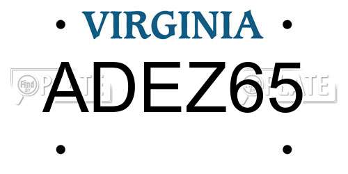 ADEZ65 Virginia License Plate