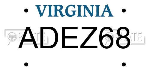 ADEZ68 Virginia License Plate