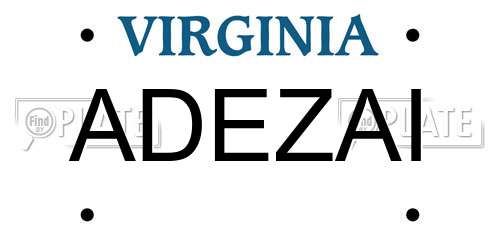 ADEZAI Virginia License Plate