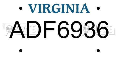 ADF6936 Virginia License Plate