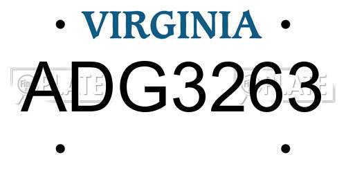 ADG3263 Virginia License Plate
