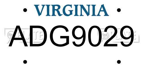 ADG9029 Virginia License Plate