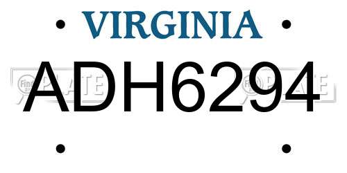 ADH6294 Virginia License Plate