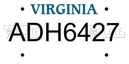 ADH6427 Virginia License Plate