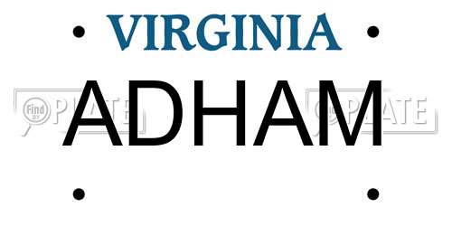 ADHAM Virginia License Plate