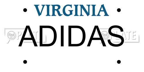 ADIDAS Virginia License Plate