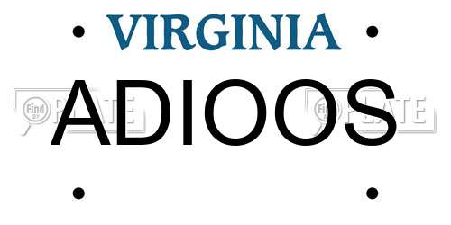 ADIOOS Virginia License Plate