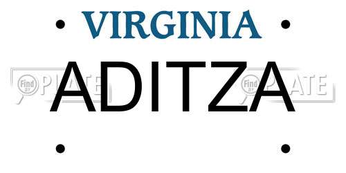 ADITZA Virginia License Plate