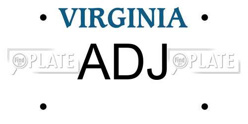 ADJ Virginia License Plate