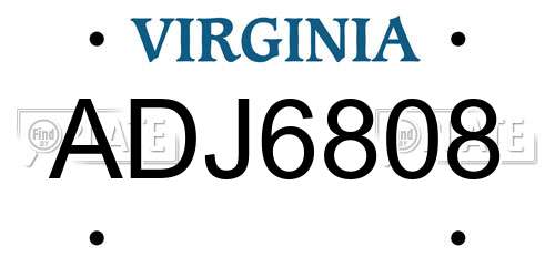 ADJ6808 Virginia License Plate