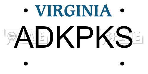 ADKPKS Virginia License Plate