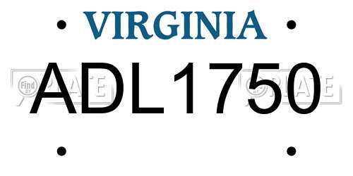 ADL1750 Virginia License Plate
