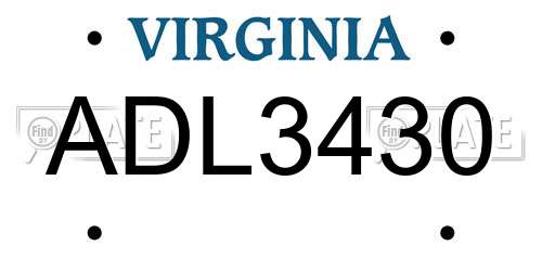 ADL3430 Virginia License Plate