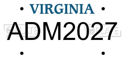 ADM2027 Virginia License Plate