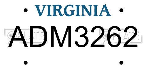 ADM3262 Virginia License Plate
