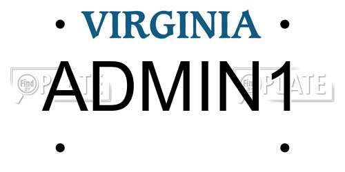 ADMIN1 Virginia License Plate