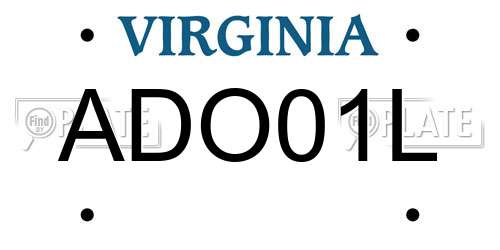 ADO01L Virginia License Plate