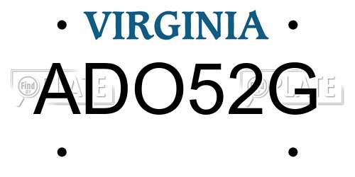 ADO52G Virginia License Plate