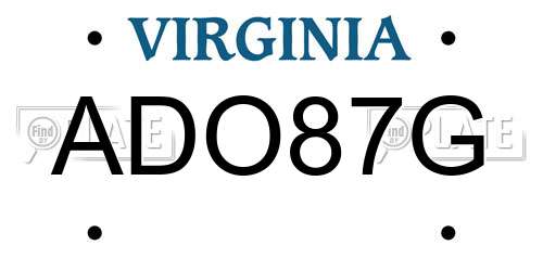 ADO87G Virginia License Plate