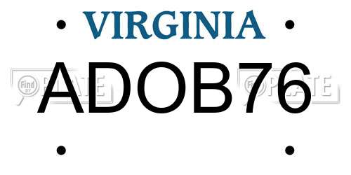 ADOB76 Virginia License Plate