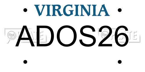 ADOS26 Virginia License Plate