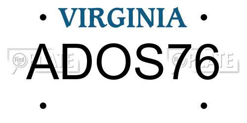 ADOS76 Virginia License Plate