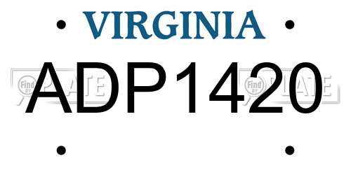 ADP1420 Virginia License Plate