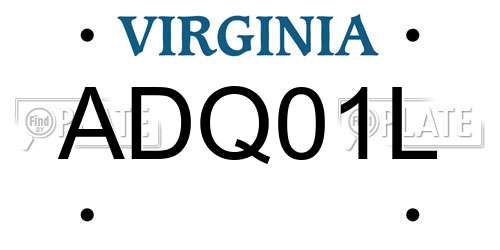 ADQ01L Virginia License Plate