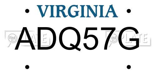 ADQ57G Virginia License Plate