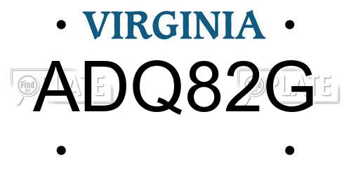 ADQ82G Virginia License Plate