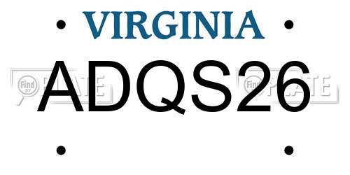 ADQS26 Virginia License Plate